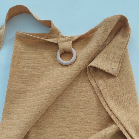 Drap d'allaitement personnalisé coton "Moutarde" (+collier d'allaitement)