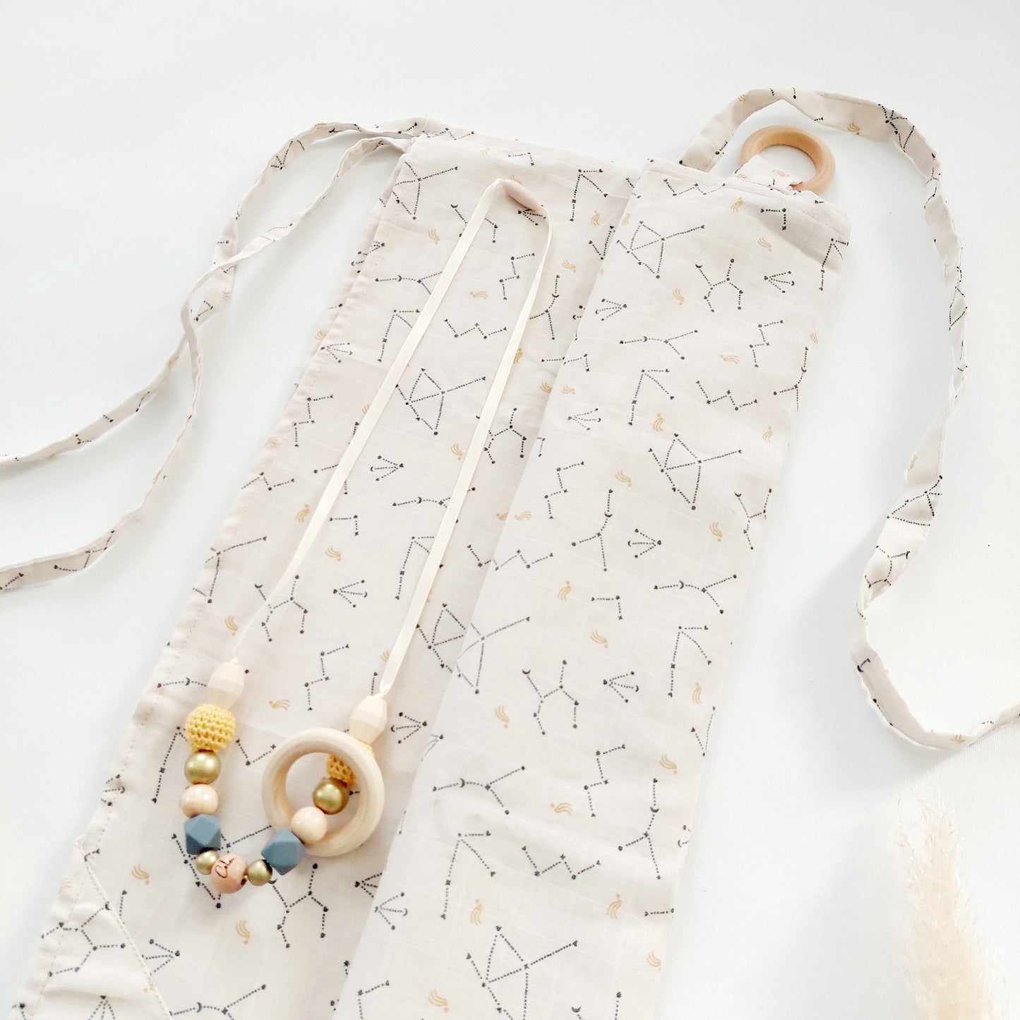 Drap d'allaitement personnalisé coton "Beige" (+collier d'allaitement)