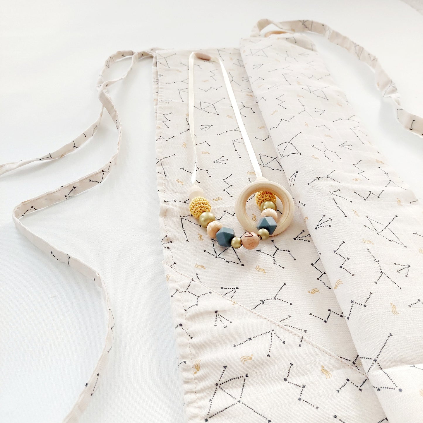 Drap d'allaitement personnalisé coton "Beige" (+collier d'allaitement)