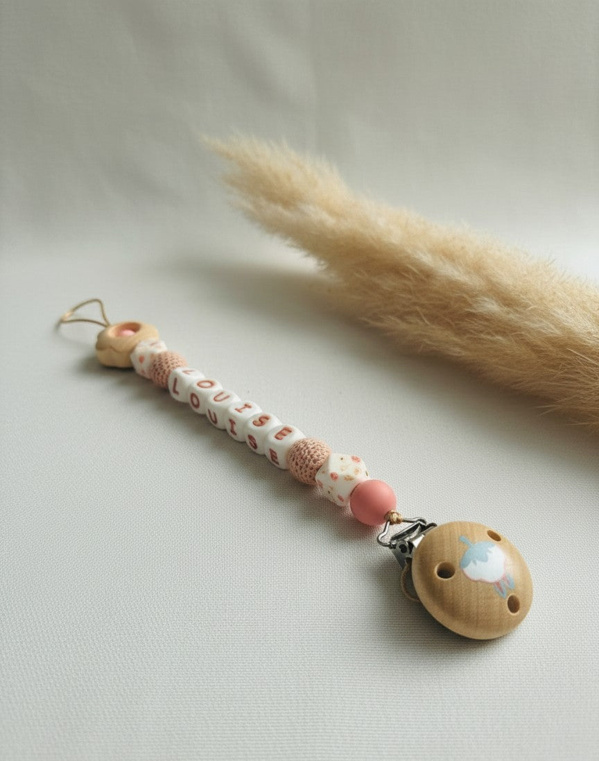 Attache tétine Fleur Rosé