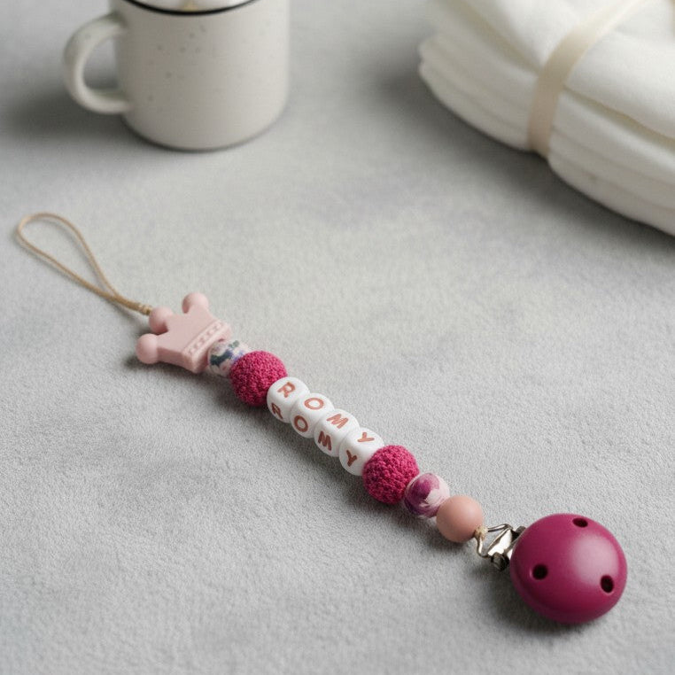 Attache tétine Rose Royale