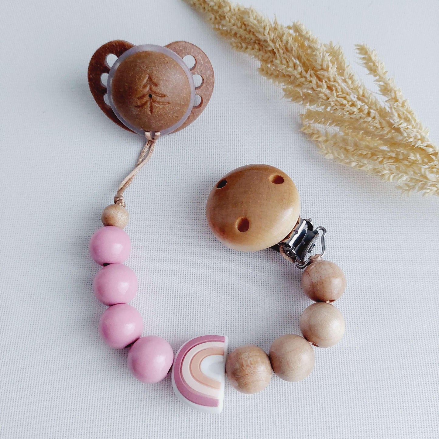 Attache tétine ARC EN CIEL rose - cokon